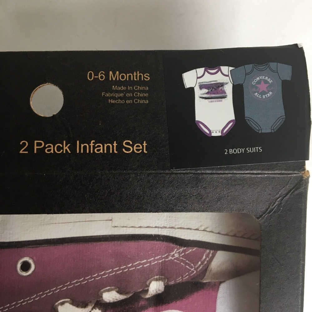 NWT Converse 2 Pack Infant Set Body Suits 0-6M - Picture 4 of 6